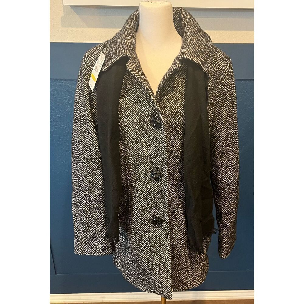 London Fog Short Promo Wool Peacoat with Scarf